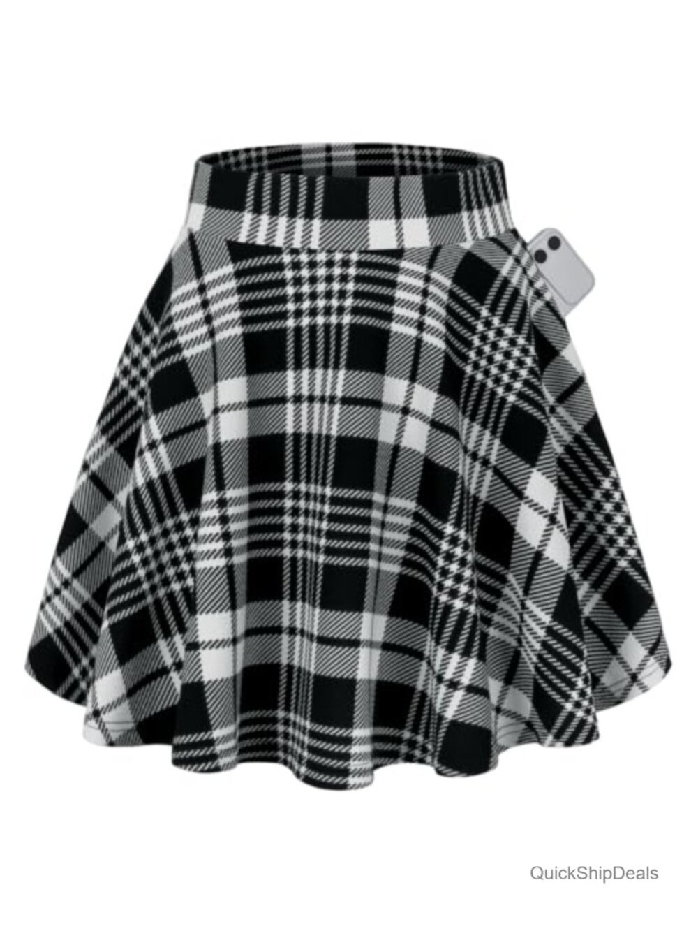Women's Flared Mini Skater Skirt with Pockets High Waist A-Line
